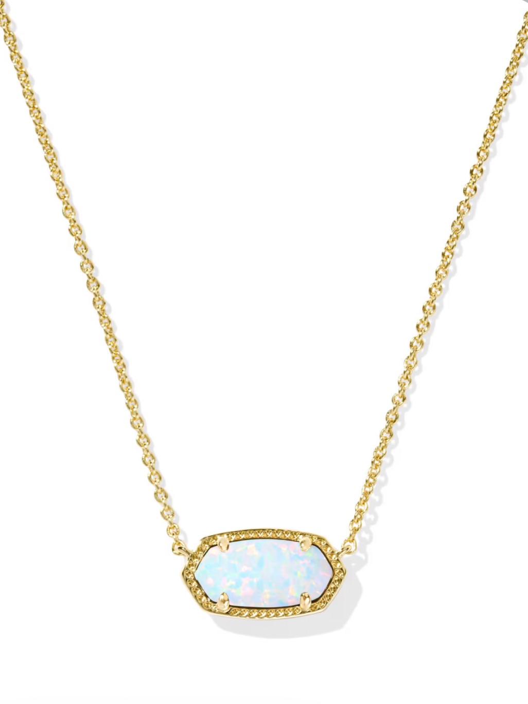 Kendra Scott Elisa Gold Pendant Necklace In White Lab Grown Opal